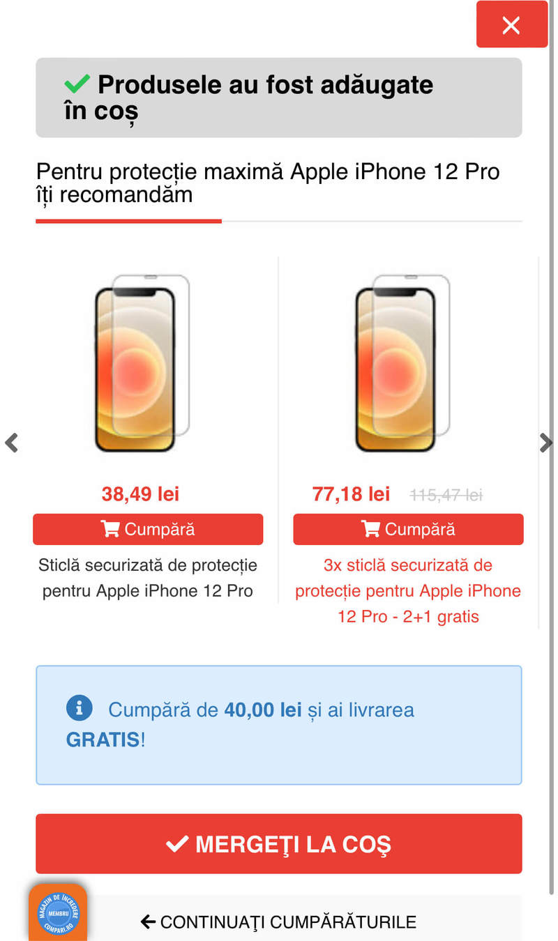 Poți adăuga sticlă de protecție la husă