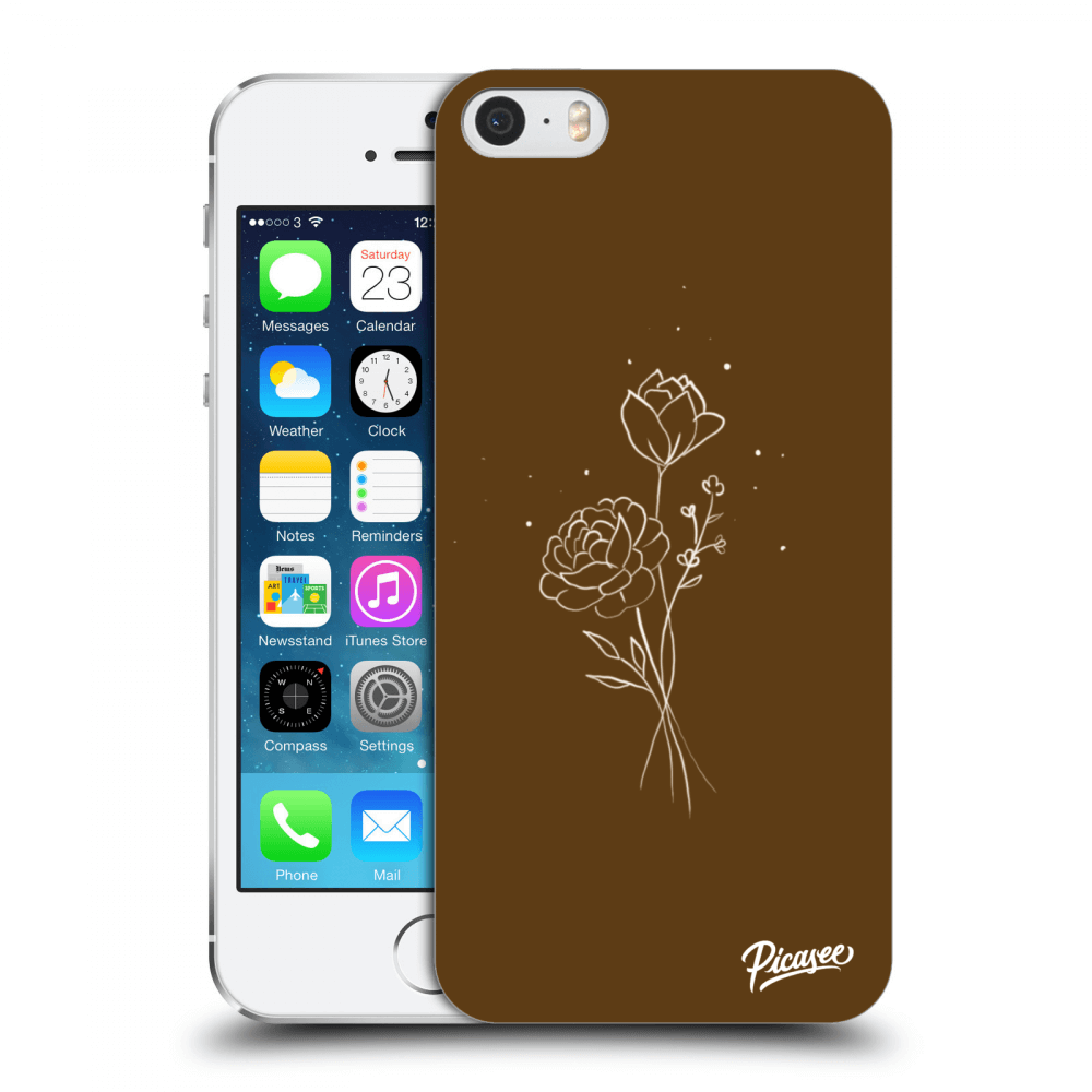 Picasee husă transparentă din silicon pentru Apple iPhone 5/5S/SE - Brown flowers