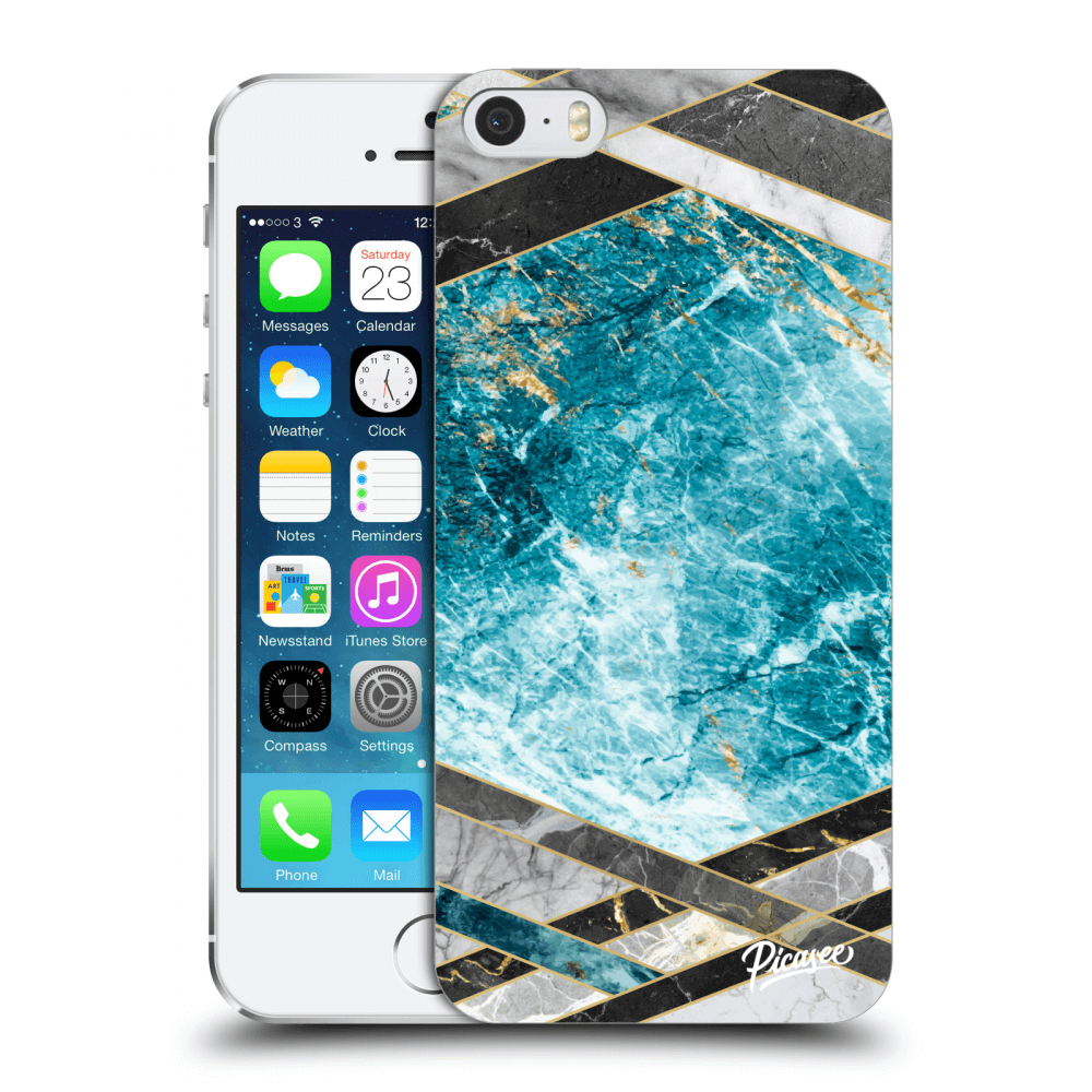 Picasee husă transparentă din silicon pentru Apple iPhone 5/5S/SE - Blue geometry