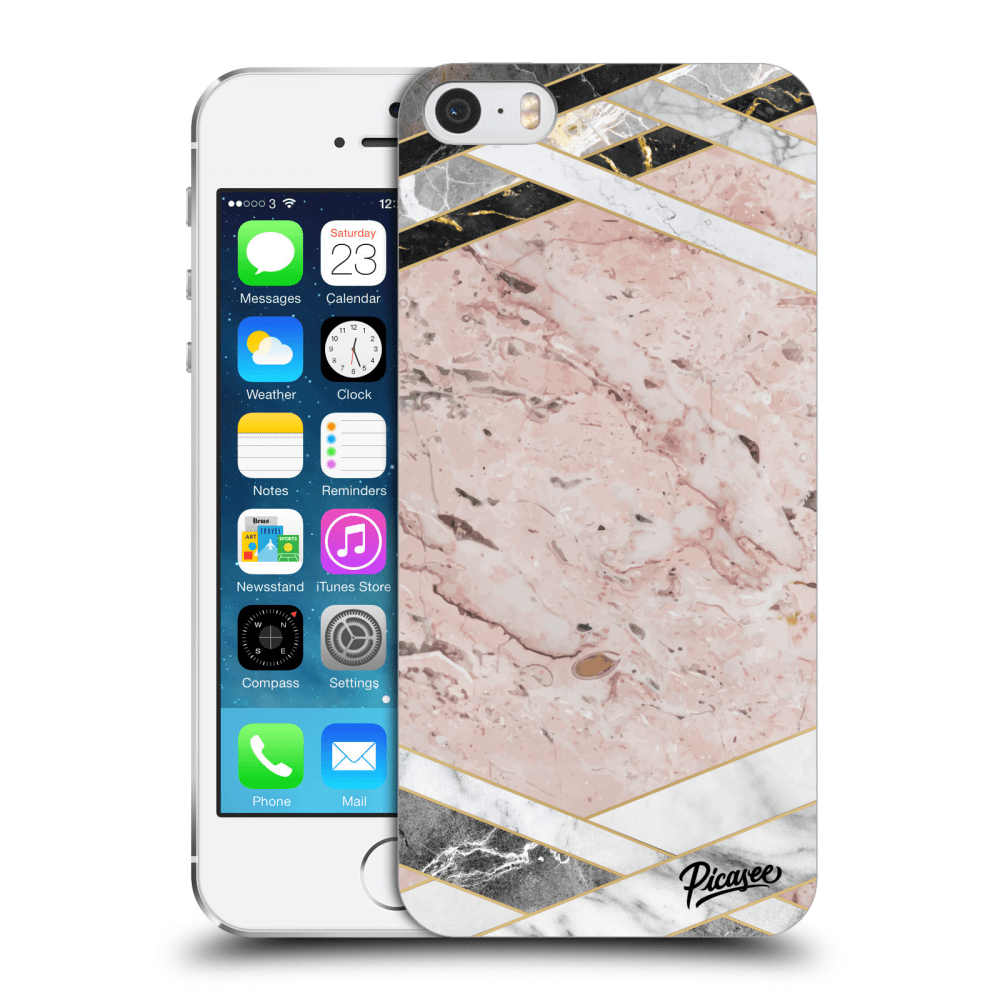 Picasee husă transparentă din silicon pentru Apple iPhone 5/5S/SE - Pink geometry