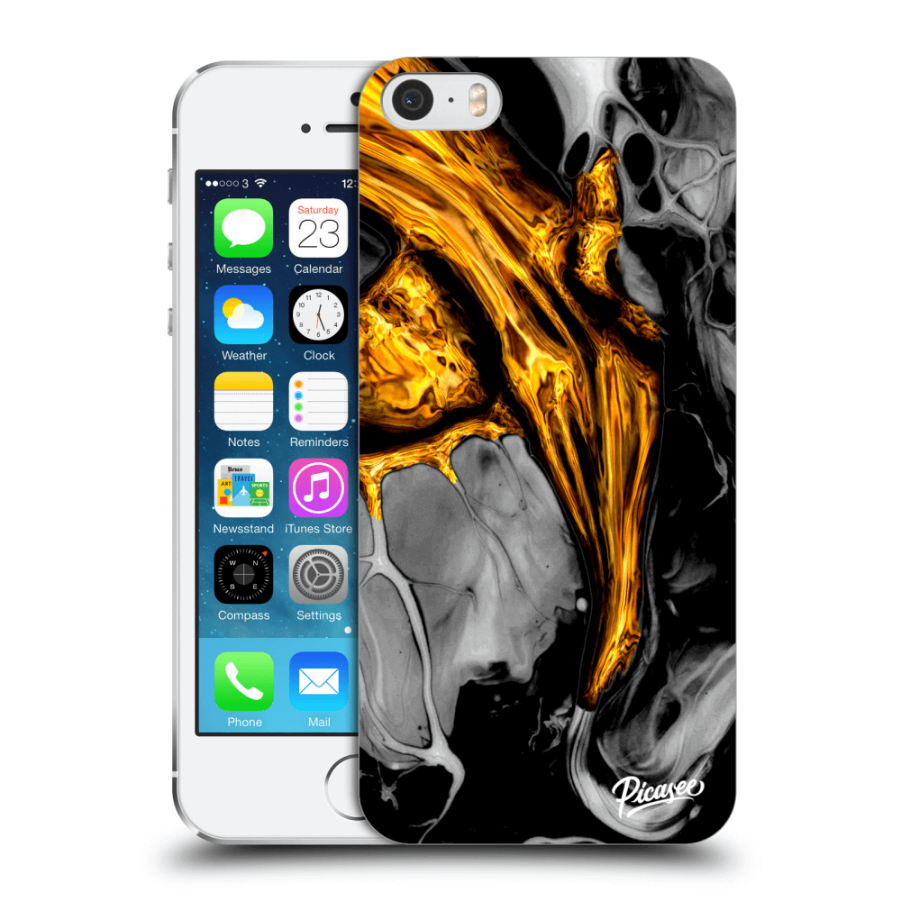 Picasee husă transparentă din silicon pentru Apple iPhone 5/5S/SE - Black Gold