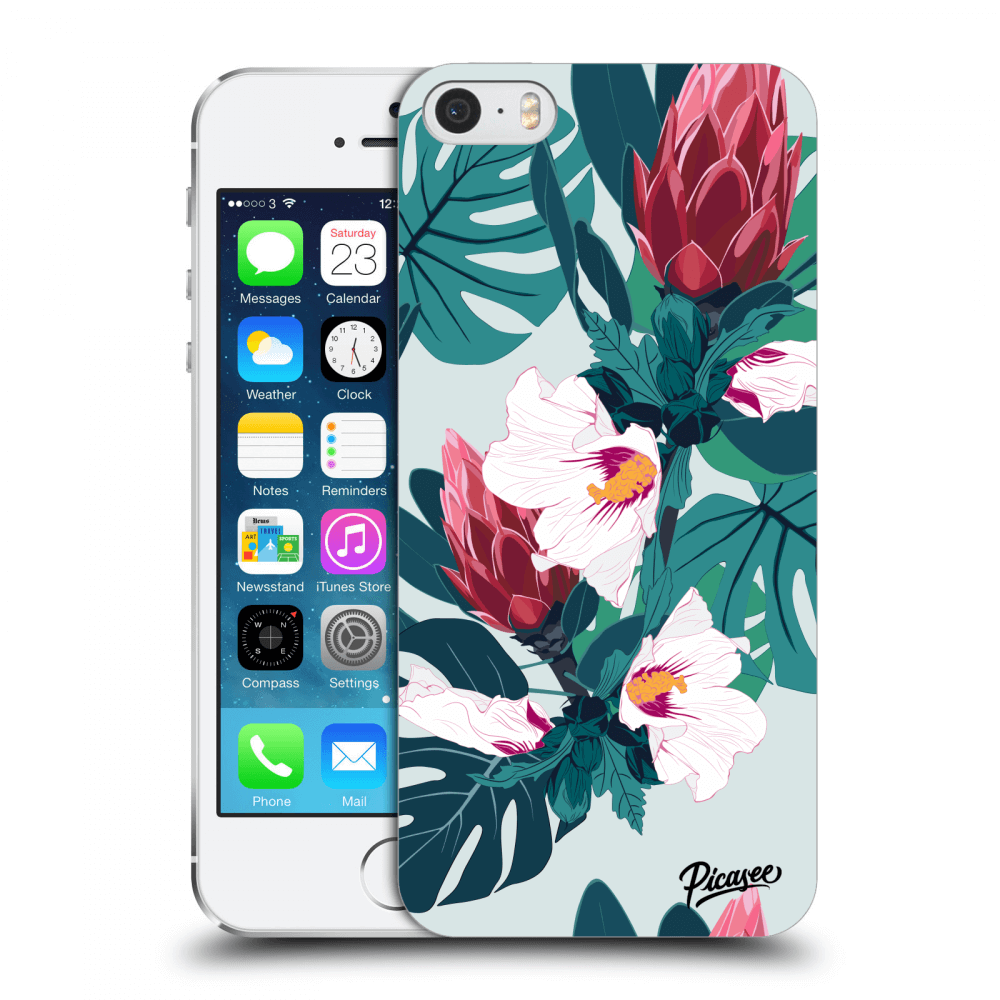 Picasee husă transparentă din silicon pentru Apple iPhone 5/5S/SE - Rhododendron