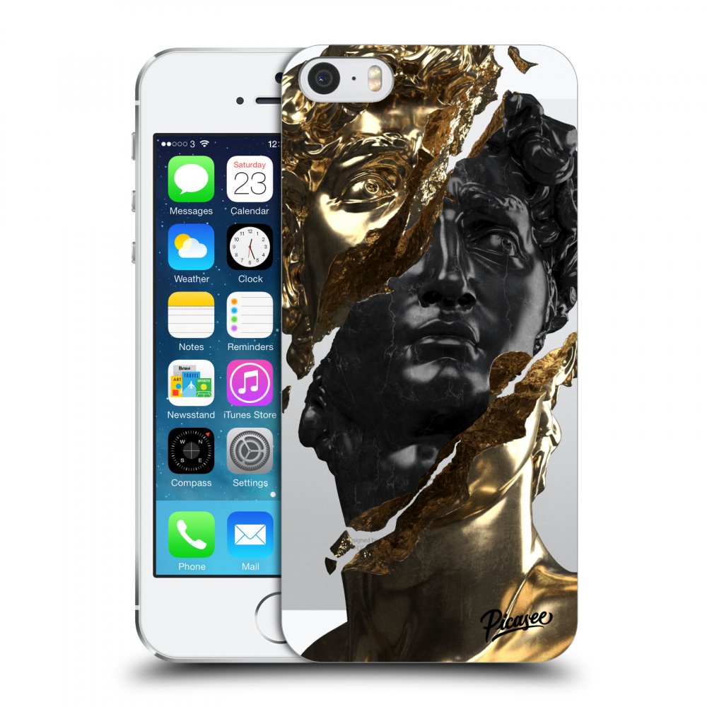 Picasee husă transparentă din silicon pentru Apple iPhone 5/5S/SE - Gold - Black
