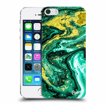 Picasee husă transparentă din silicon pentru Apple iPhone 5/5S/SE - Green Gold