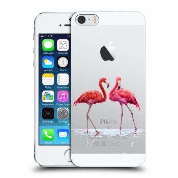 Picasee husă transparentă din silicon pentru Apple iPhone 5/5S/SE - Flamingos couple