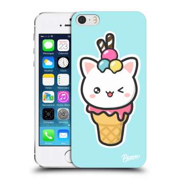 Picasee husă transparentă din silicon pentru Apple iPhone 5/5S/SE - Ice Cream Cat
