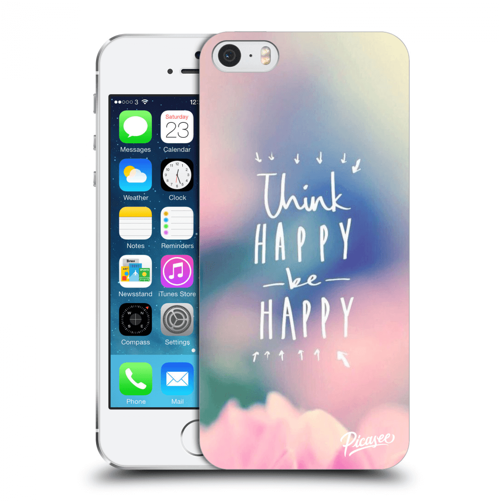 Picasee husă transparentă din silicon pentru Apple iPhone 5/5S/SE - Think happy be happy