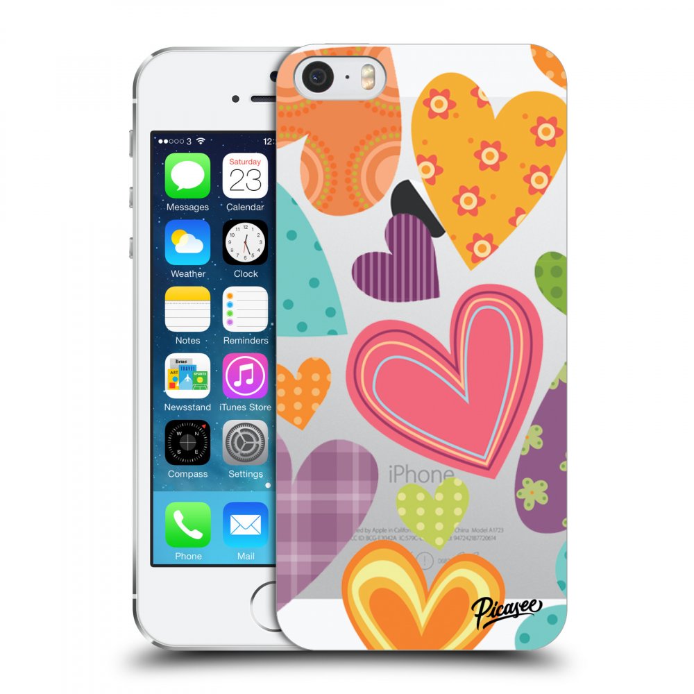 Picasee husă transparentă din silicon pentru Apple iPhone 5/5S/SE - Colored heart