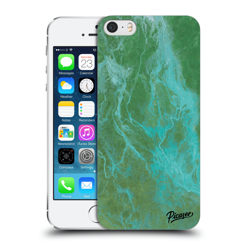 Picasee husă transparentă din silicon pentru Apple iPhone 5/5S/SE - Green marble