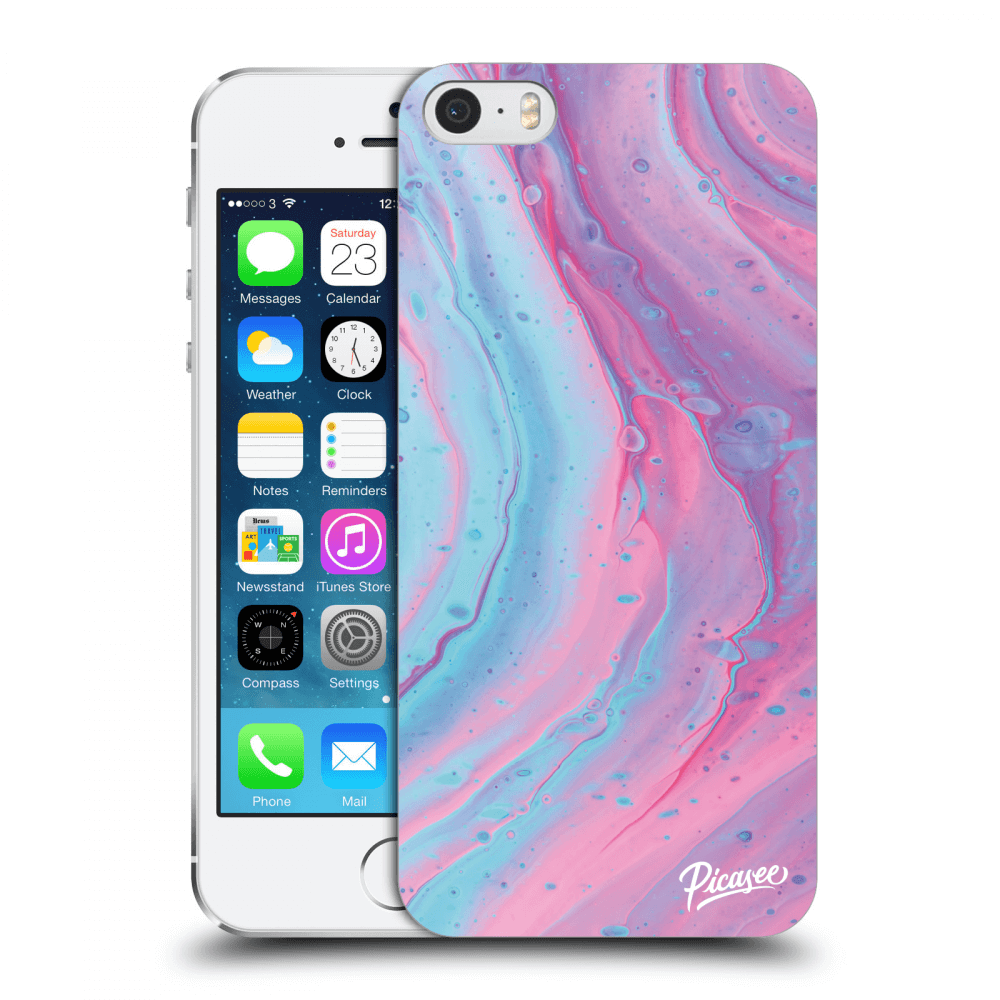 Picasee husă transparentă din silicon pentru Apple iPhone 5/5S/SE - Pink liquid