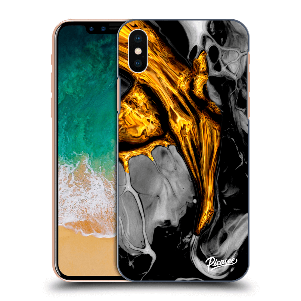 Picasee husă transparentă din silicon pentru Apple iPhone X/XS - Black Gold