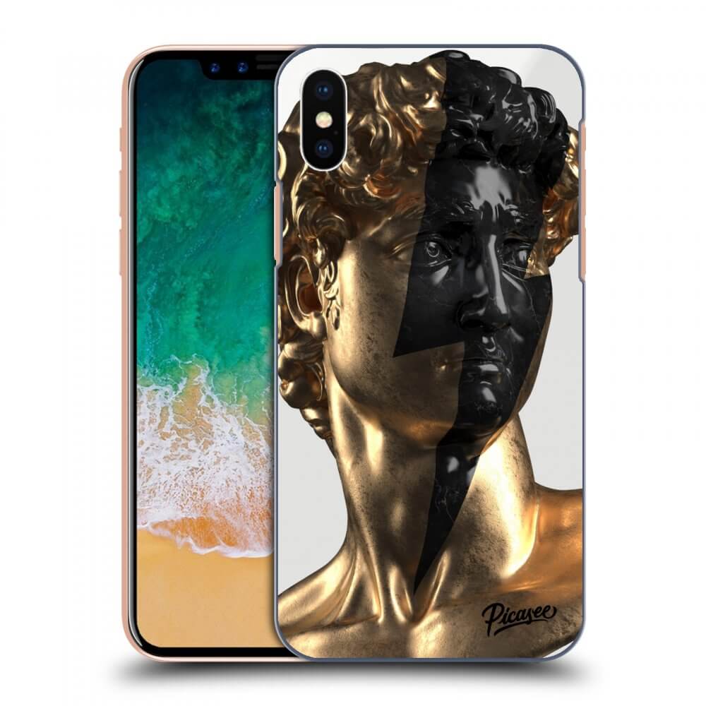 Picasee husă transparentă din silicon pentru Apple iPhone X/XS - Wildfire - Gold