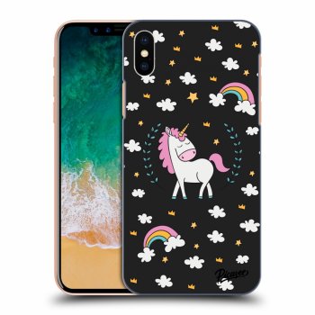Picasee husă neagră din silicon pentru Apple iPhone X/XS - Unicorn star heaven