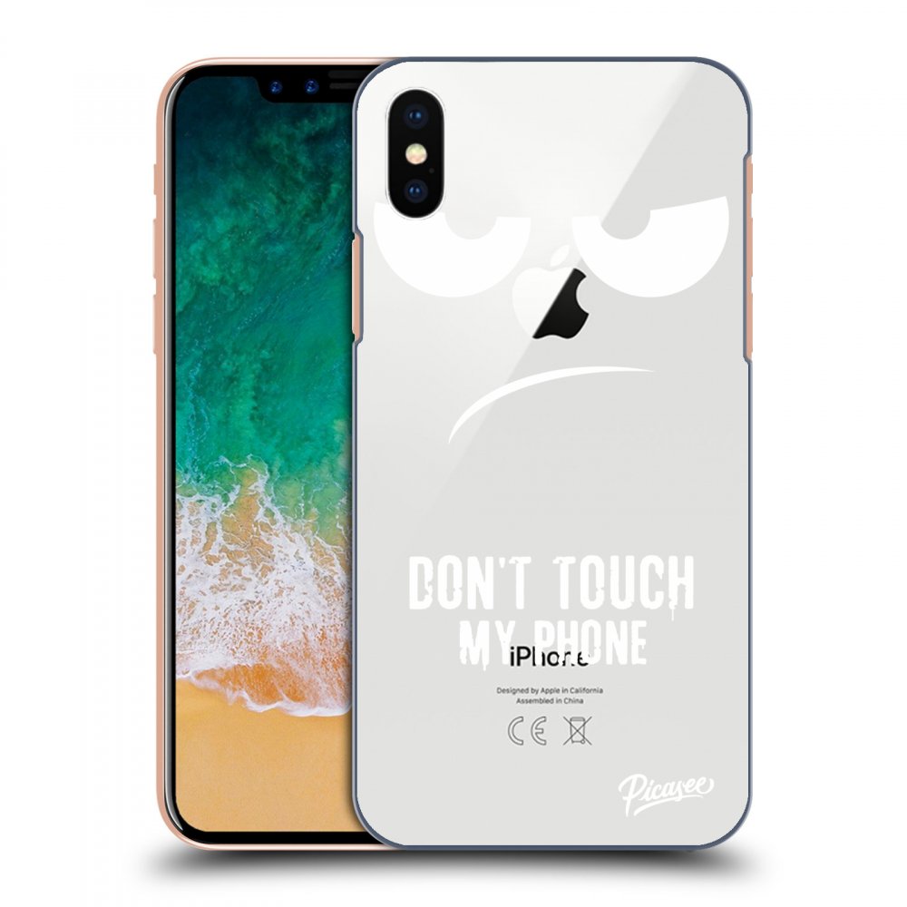 Picasee husă transparentă din silicon pentru Apple iPhone X/XS - Don't Touch My Phone