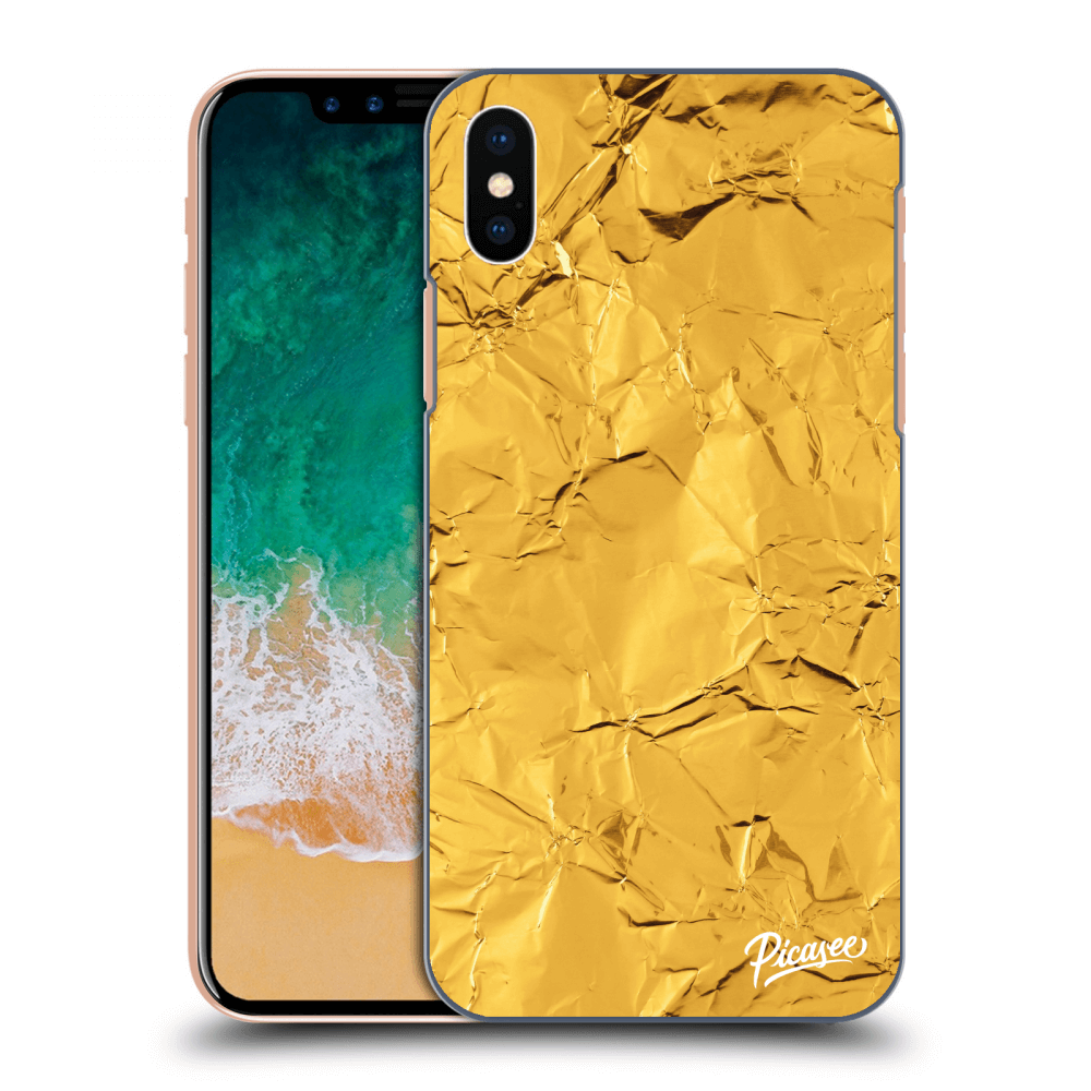 Picasee husă transparentă din silicon pentru Apple iPhone X/XS - Gold