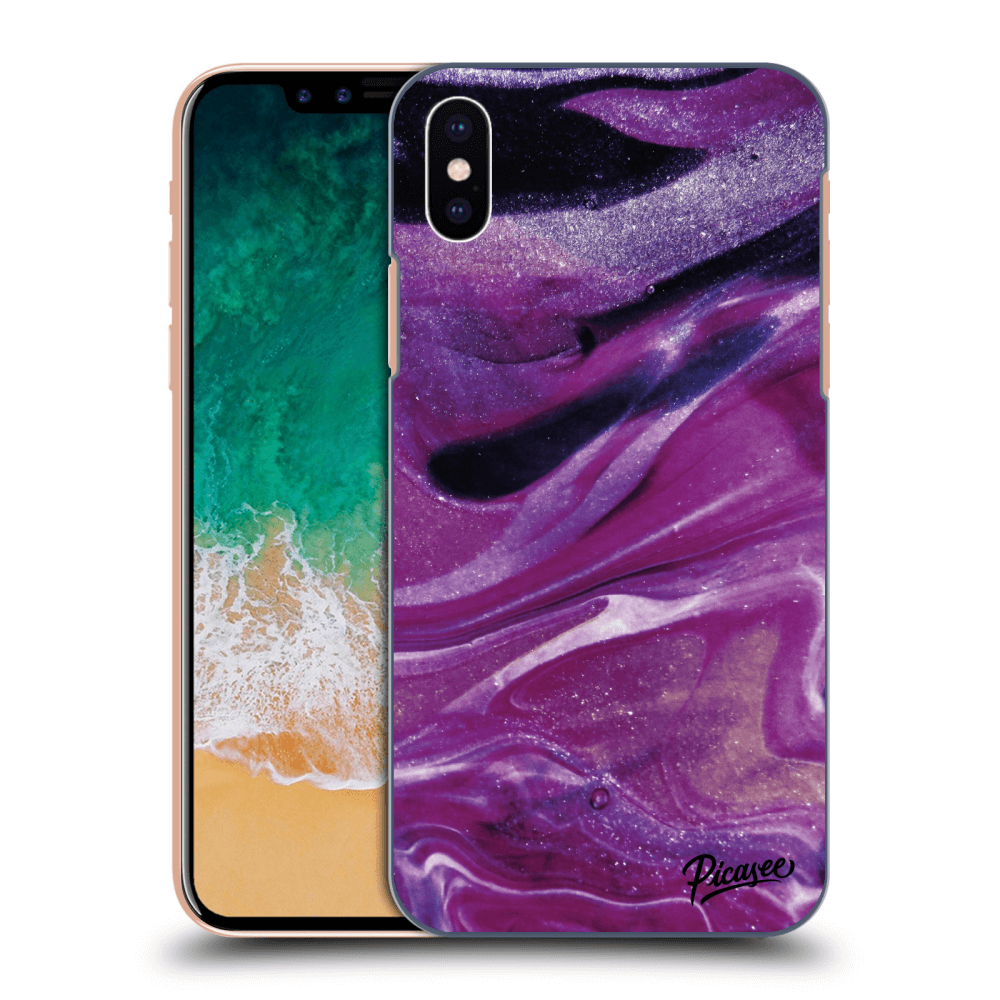 Picasee husă transparentă din silicon pentru Apple iPhone X/XS - Purple glitter