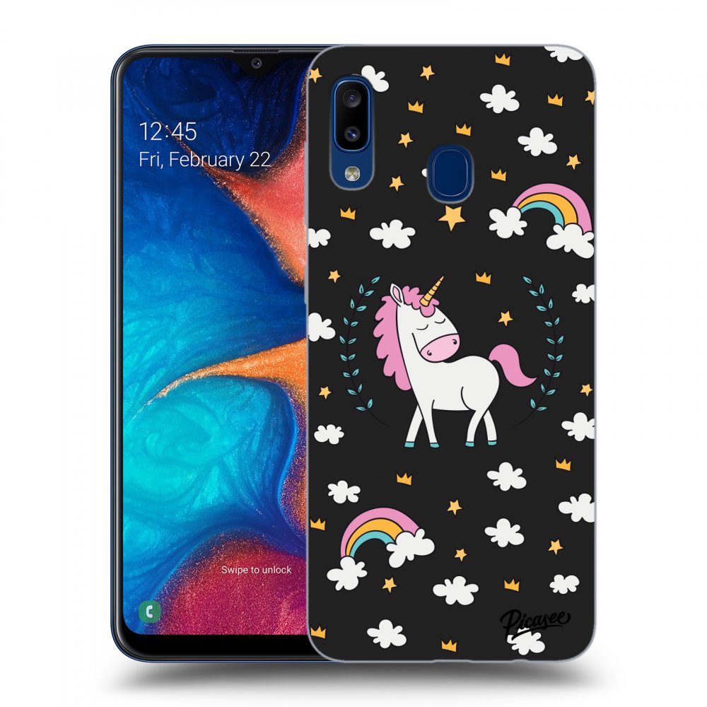 Picasee husă neagră din silicon pentru Samsung Galaxy A20e A202F - Unicorn star heaven