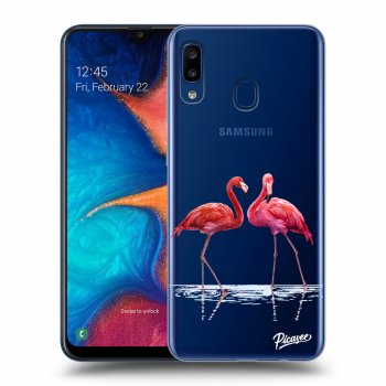 Picasee husă transparentă din silicon pentru Samsung Galaxy A20e A202F - Flamingos couple