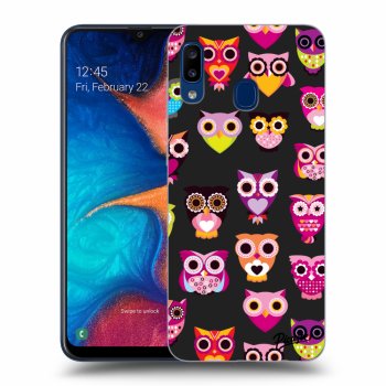 Picasee husă neagră din silicon pentru Samsung Galaxy A20e A202F - Owls
