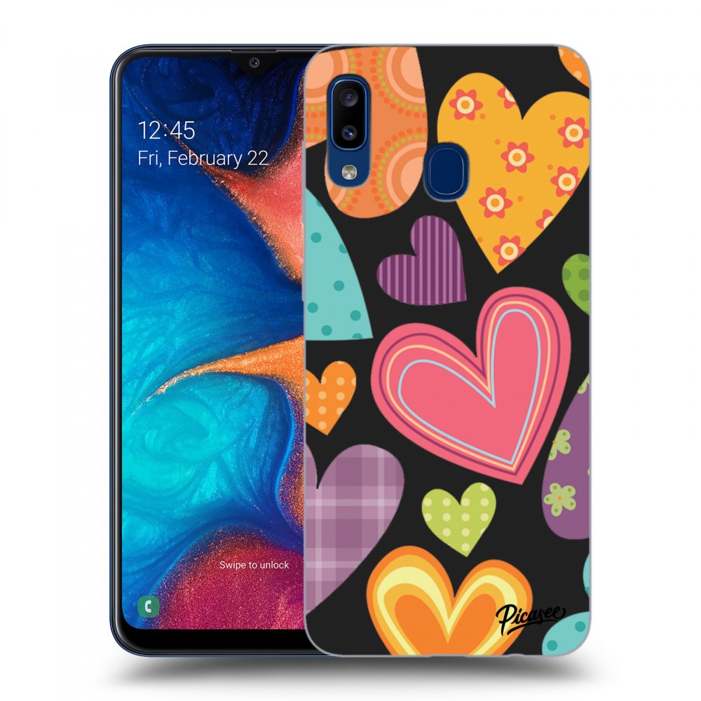 Picasee husă neagră din silicon pentru Samsung Galaxy A20e A202F - Colored heart