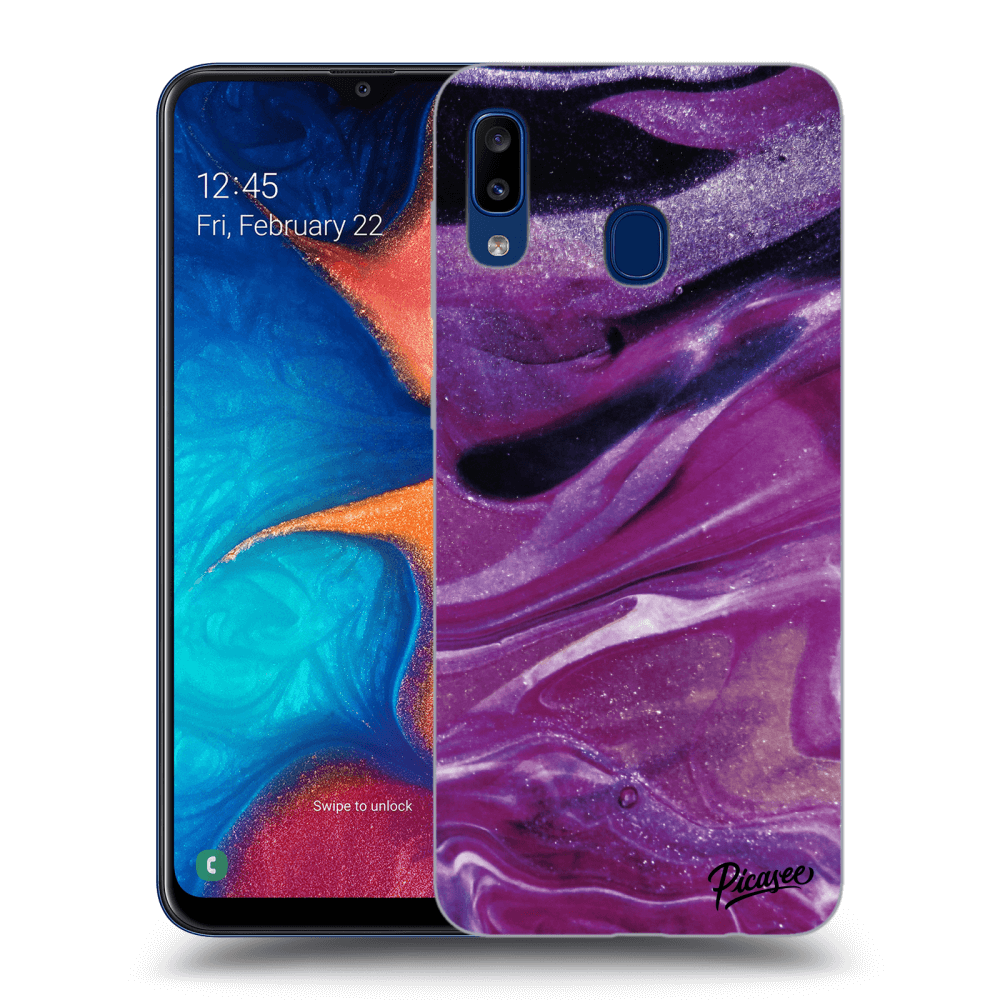 Husă Transparentă Din Silicon Pentru Samsung Galaxy A20e A202F - Purple Glitter