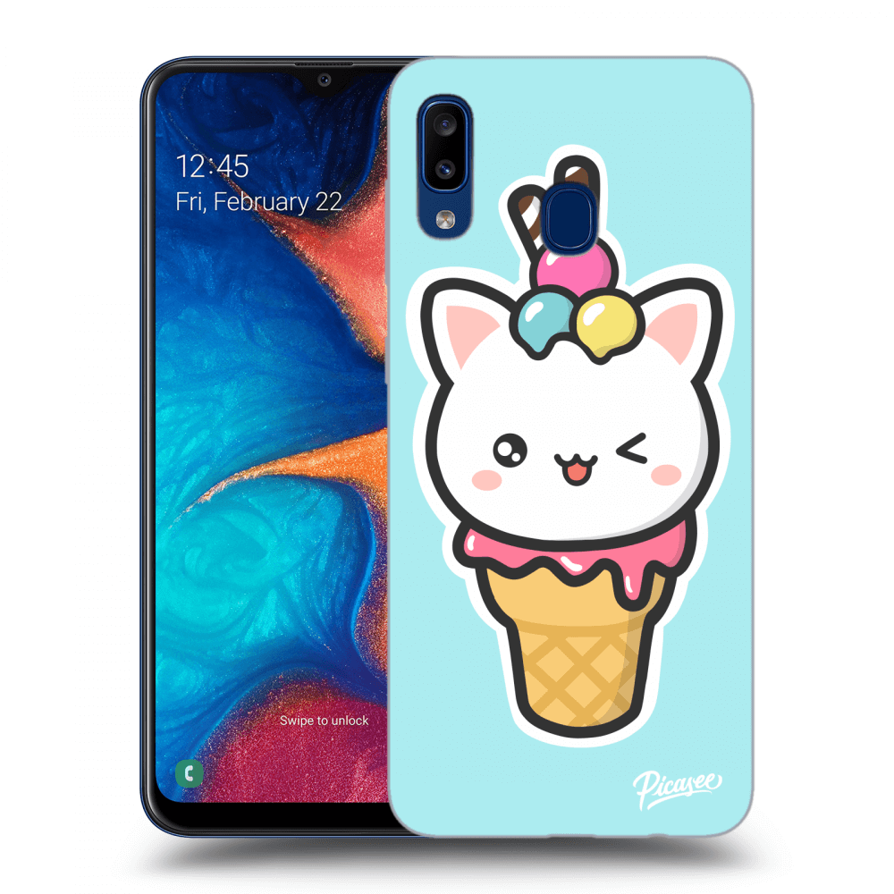 Picasee husă transparentă din silicon pentru Samsung Galaxy A20e A202F - Ice Cream Cat