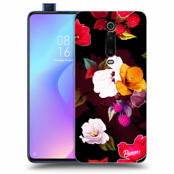 Picasee husă neagră din silicon pentru Xiaomi Mi 9T (Pro) - Flowers and Berries