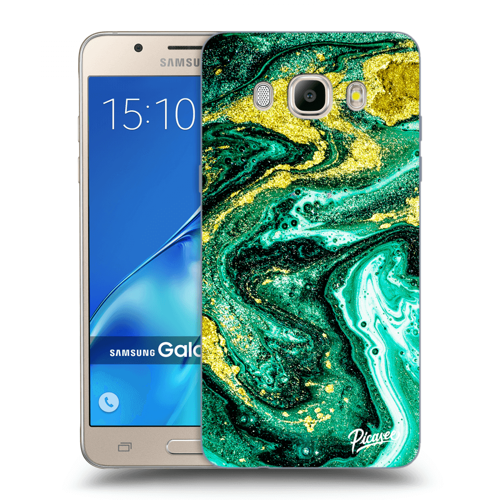 Picasee husă transparentă din silicon pentru Samsung Galaxy J5 2016 J510F - Green Gold