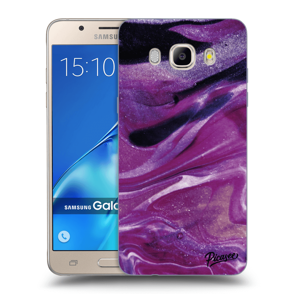 Picasee husă transparentă din silicon pentru Samsung Galaxy J5 2016 J510F - Purple glitter