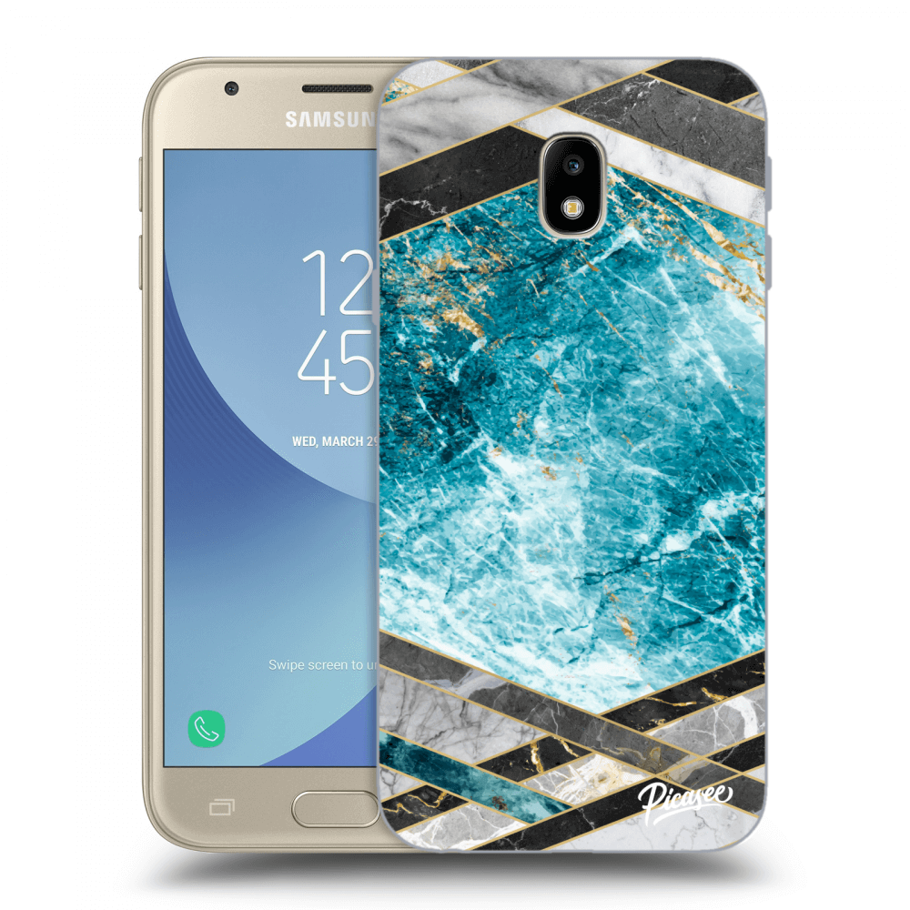 Picasee husă transparentă din silicon pentru Samsung Galaxy J3 2017 J330F - Blue geometry