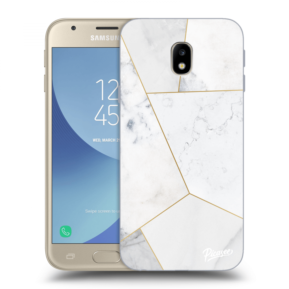 Picasee husă transparentă din silicon pentru Samsung Galaxy J3 2017 J330F - White tile