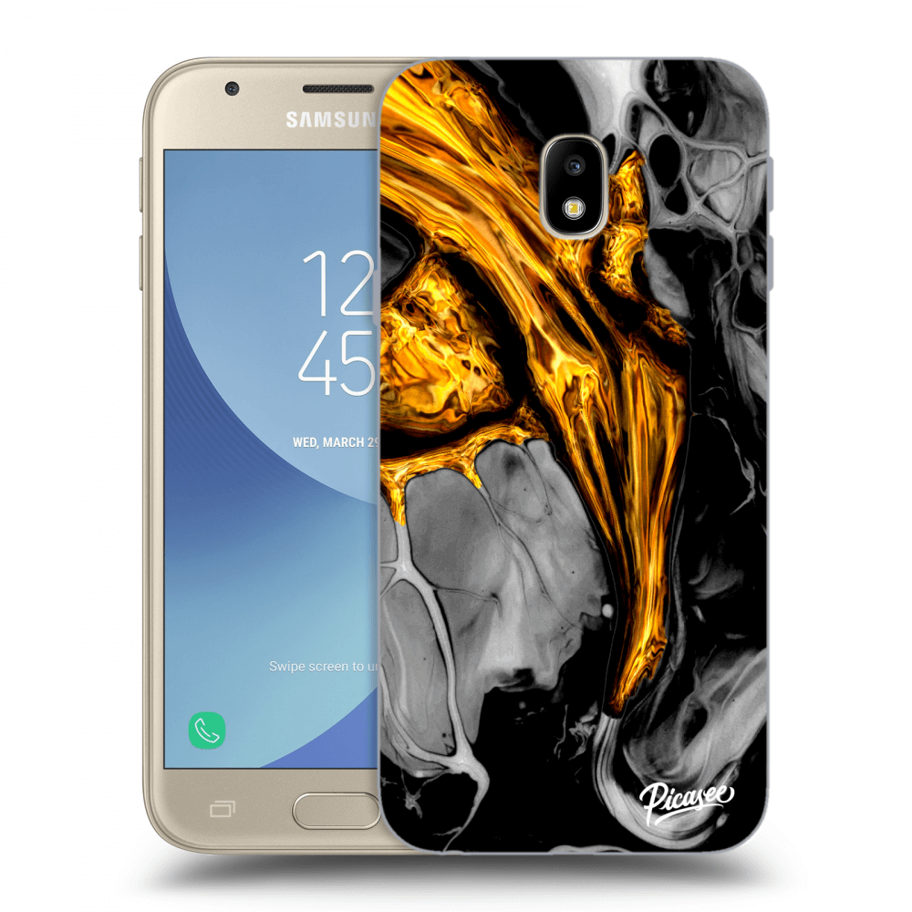 Picasee husă transparentă din silicon pentru Samsung Galaxy J3 2017 J330F - Black Gold