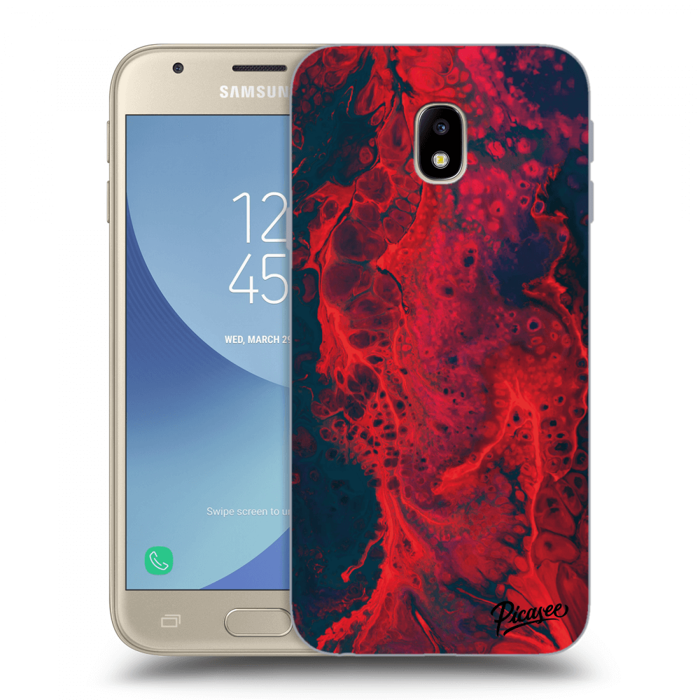 Picasee husă transparentă din silicon pentru Samsung Galaxy J3 2017 J330F - Organic red