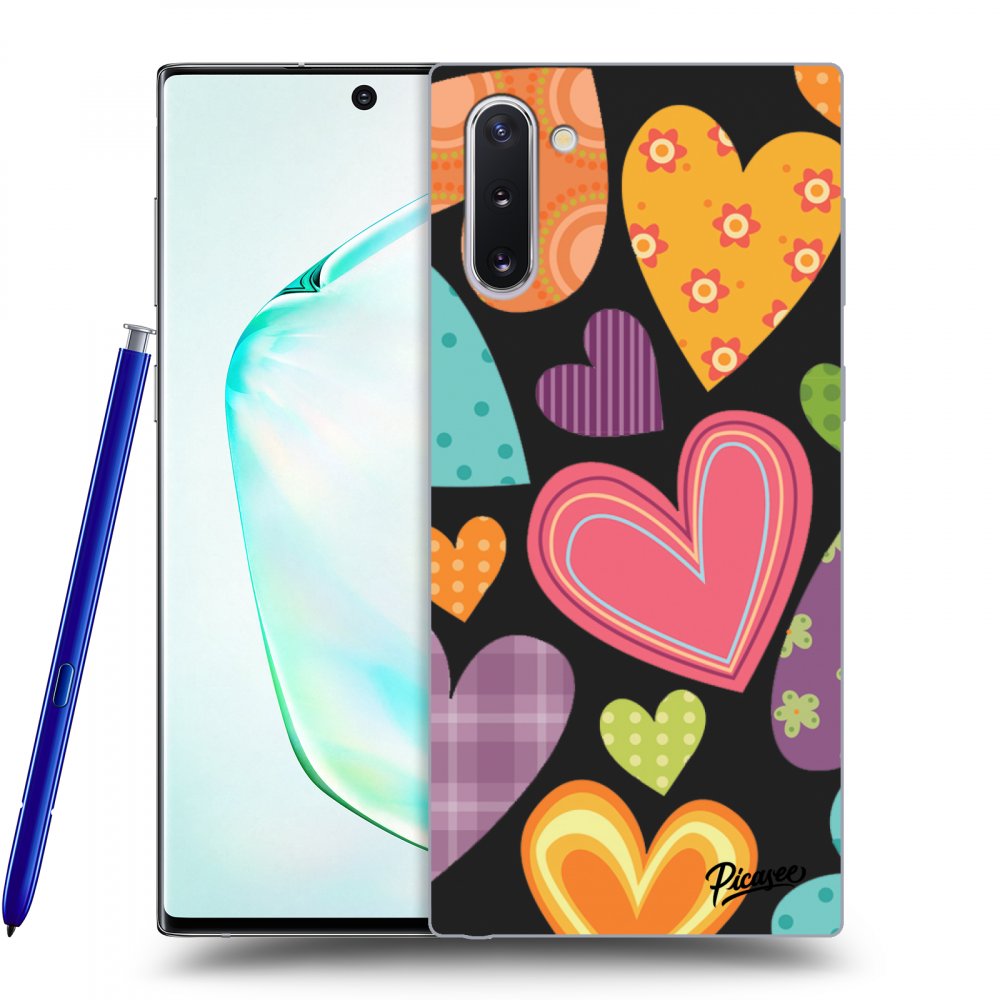 Picasee husă neagră din silicon pentru Samsung Galaxy Note 10 N970F - Colored heart