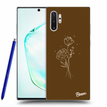 Picasee husă neagră din silicon pentru Samsung Galaxy Note 10+ N975F - Brown flowers