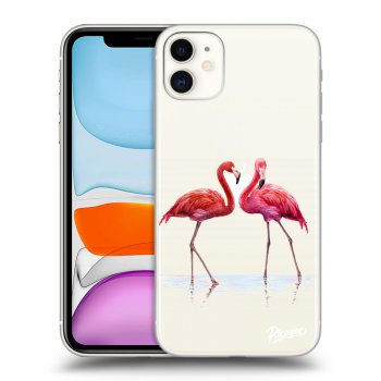 Picasee husă transparentă din silicon pentru Apple iPhone 11 - Flamingos couple