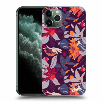 Picasee husă transparentă din silicon pentru Apple iPhone 11 Pro - Purple Leaf