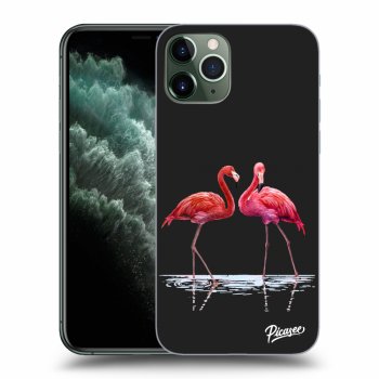Picasee husă neagră din silicon pentru Apple iPhone 11 Pro - Flamingos couple