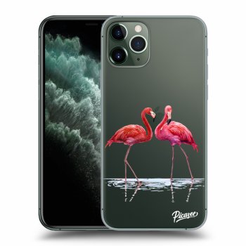 Picasee husă transparentă din silicon pentru Apple iPhone 11 Pro - Flamingos couple