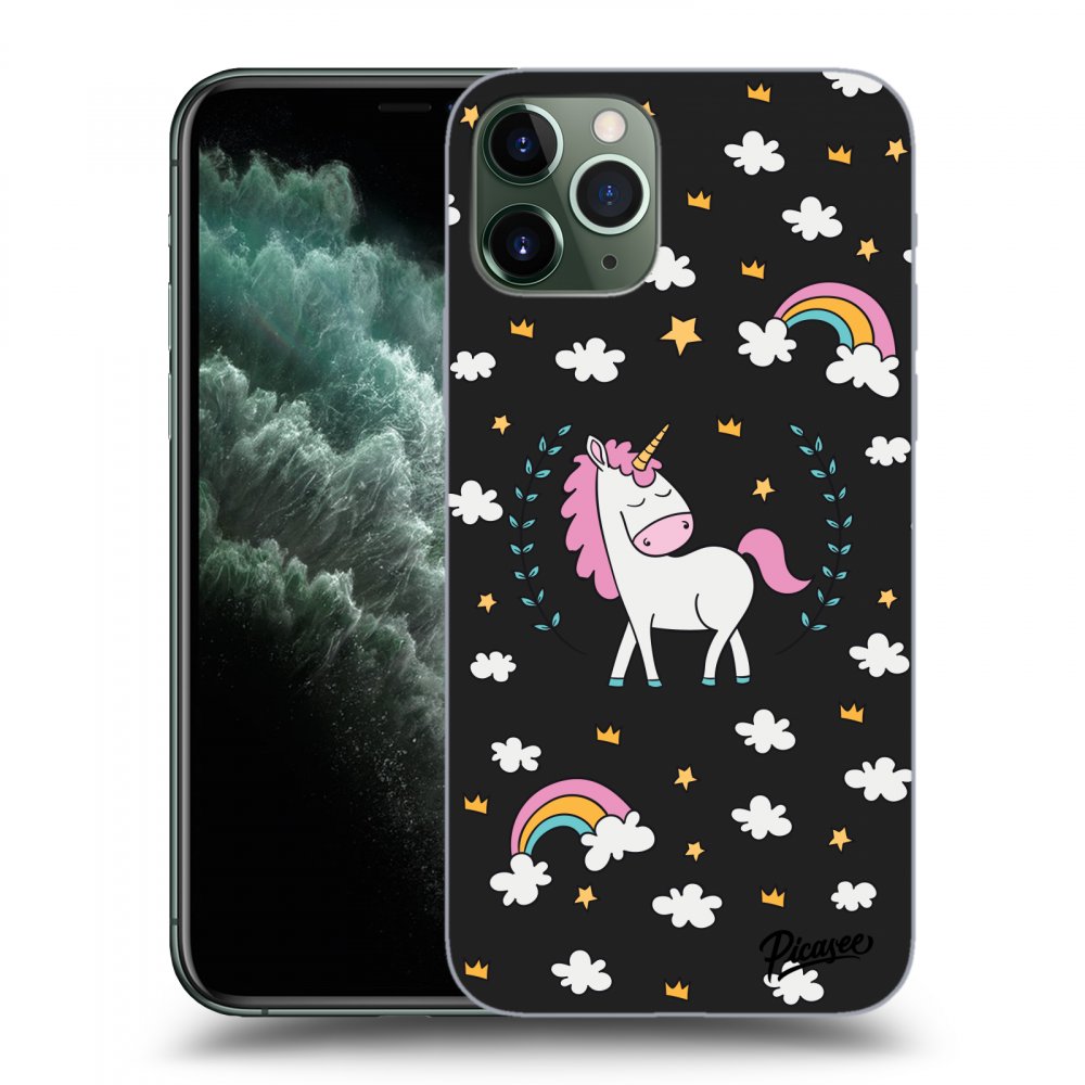 Picasee husă neagră din silicon pentru Apple iPhone 11 Pro Max - Unicorn star heaven
