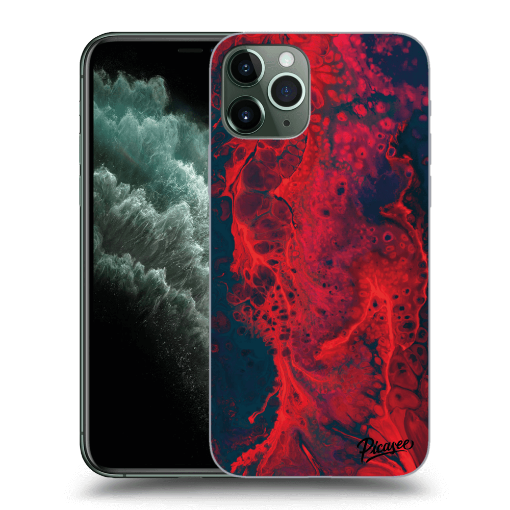 Picasee husă neagră din silicon pentru Apple iPhone 11 Pro Max - Organic red