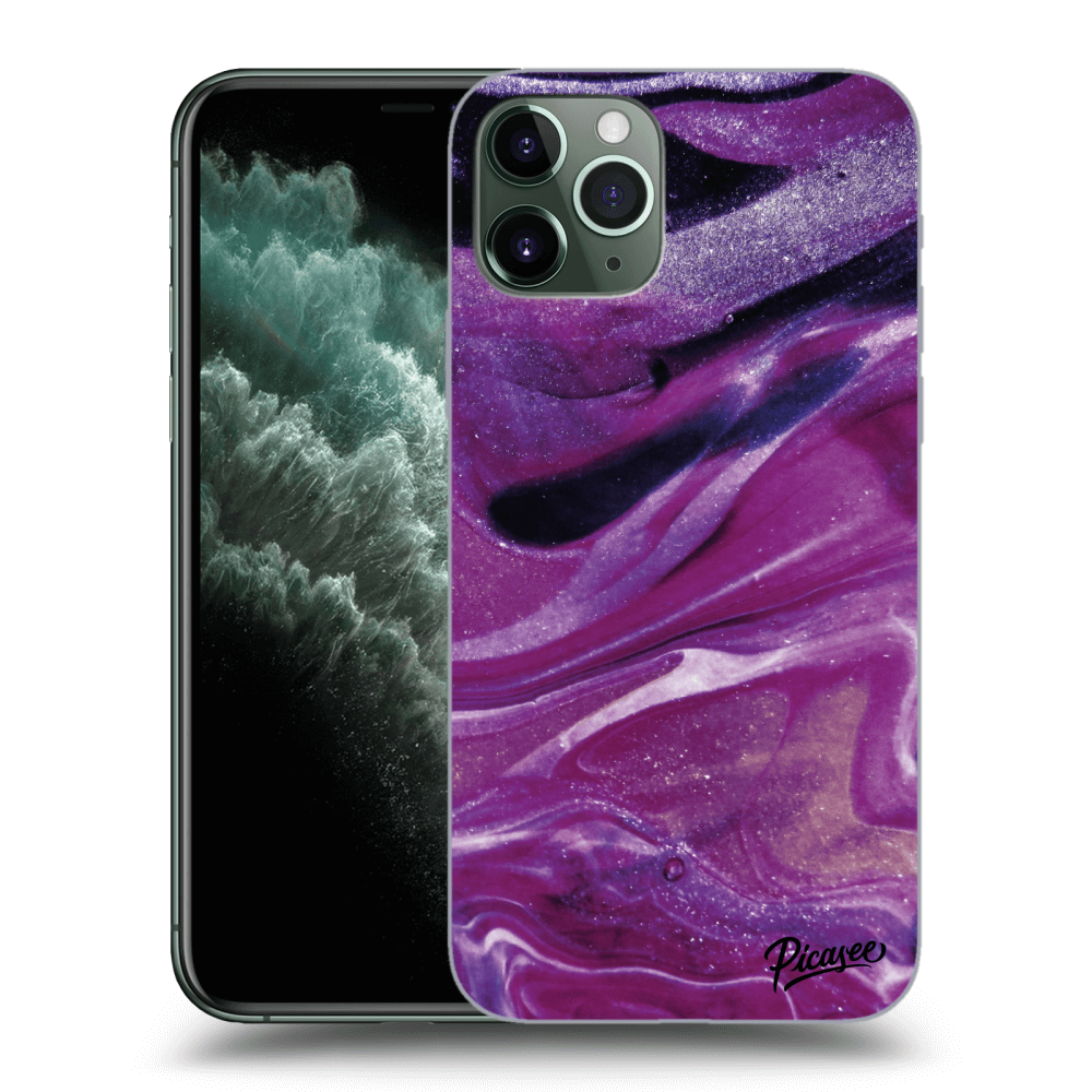 Picasee husă neagră din silicon pentru Apple iPhone 11 Pro Max - Purple glitter