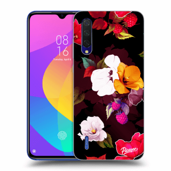 Picasee husă neagră din silicon pentru Xiaomi Mi 9 Lite - Flowers and Berries