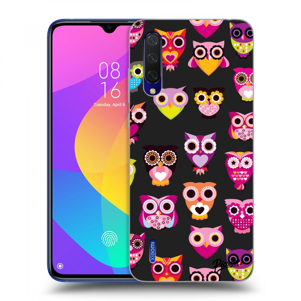 Picasee husă neagră din silicon pentru Xiaomi Mi 9 Lite - Owls
