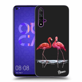 Picasee husă neagră din silicon pentru Huawei Nova 5T - Flamingos couple