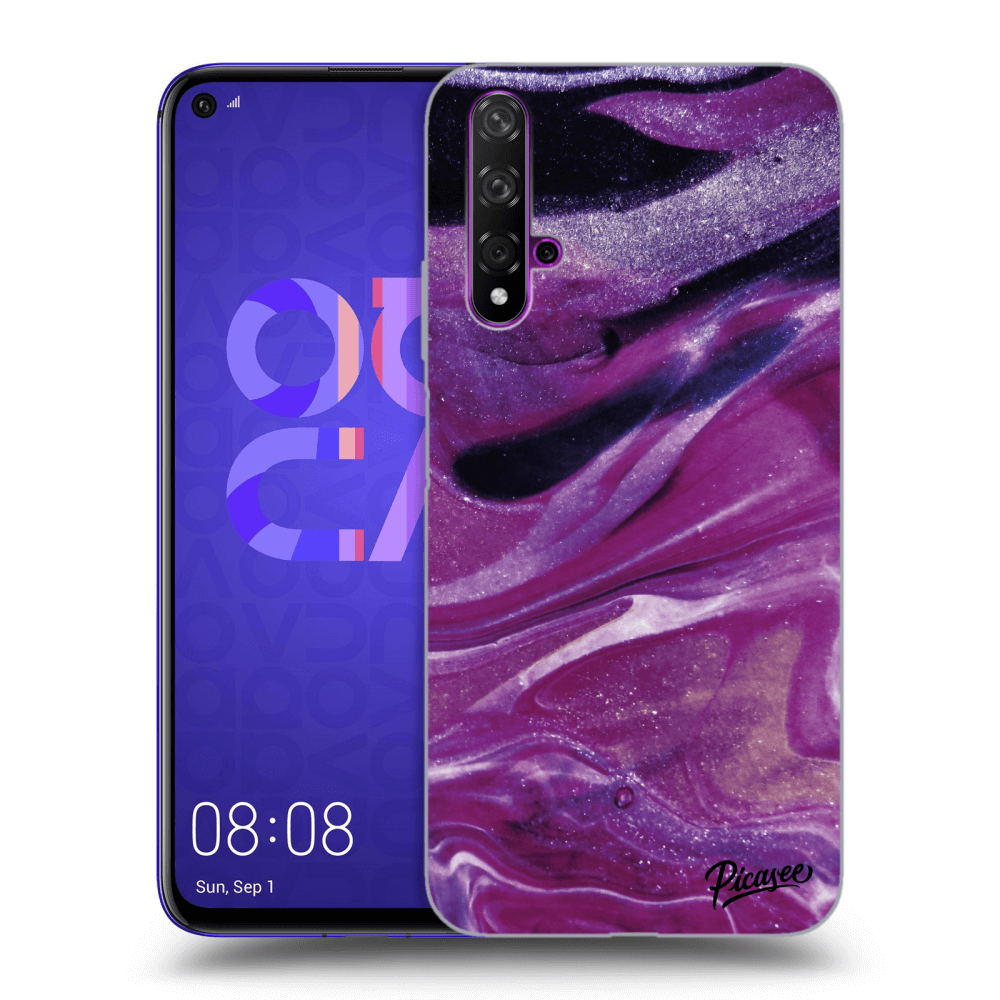 Picasee husă neagră din silicon pentru Huawei Nova 5T - Purple glitter