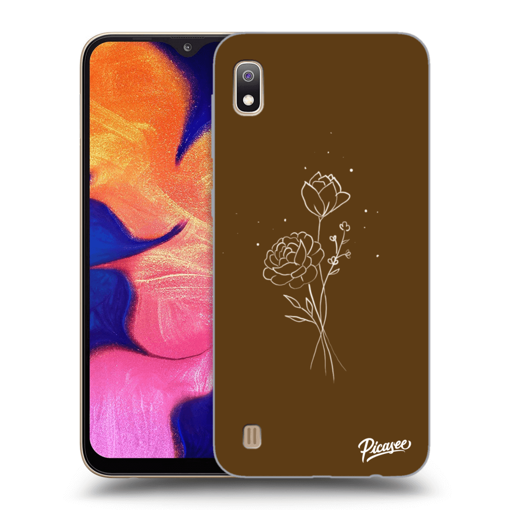 Picasee husă transparentă din silicon pentru Samsung Galaxy A10 A105F - Brown flowers