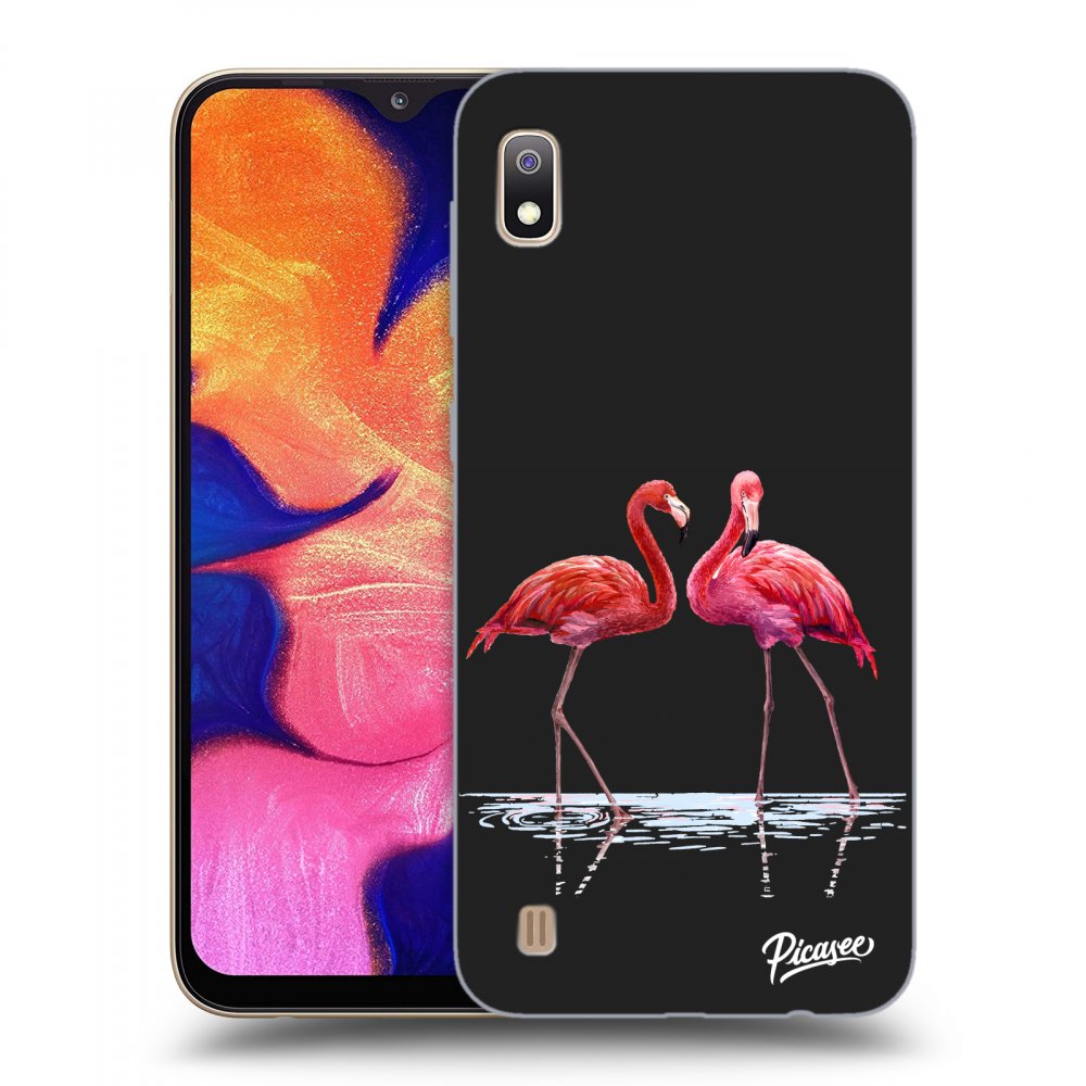 Picasee husă neagră din silicon pentru Samsung Galaxy A10 A105F - Flamingos couple
