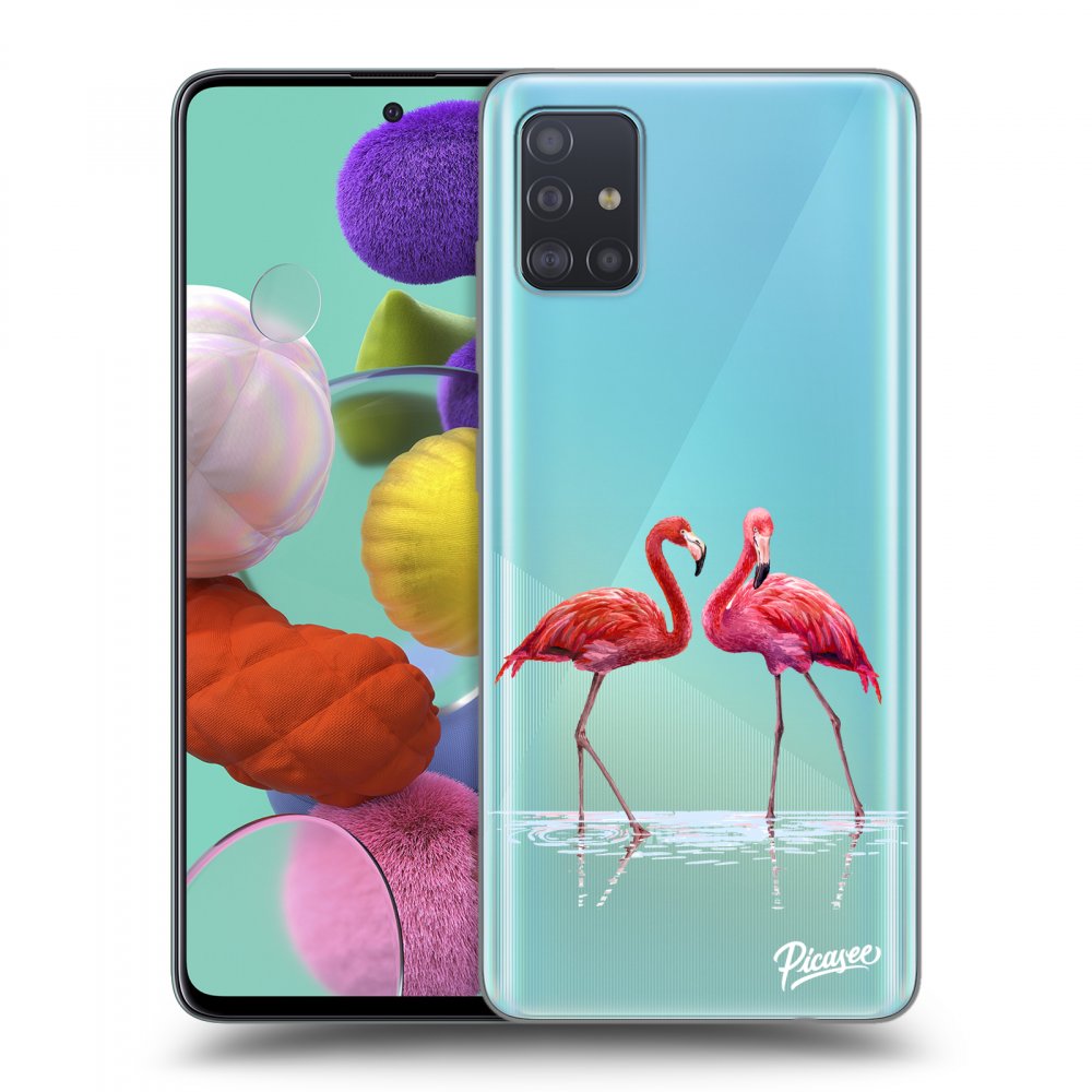 Picasee husă transparentă din silicon pentru Samsung Galaxy A51 A515F - Flamingos couple