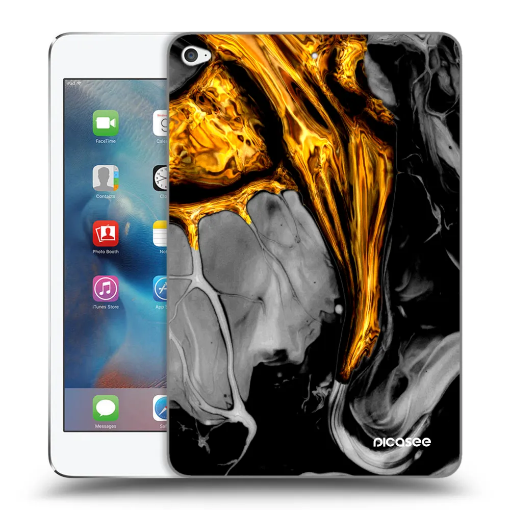 Picasee husă transparentă din silicon pentru Apple iPad mini 4 - Black Gold